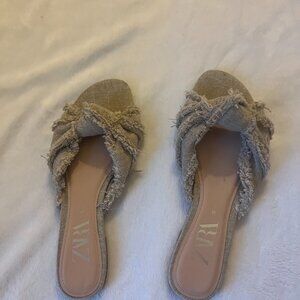 Zara Textured Frayed Slide Sandals – Size EU 39 (US 8.5)- Updated Photos
